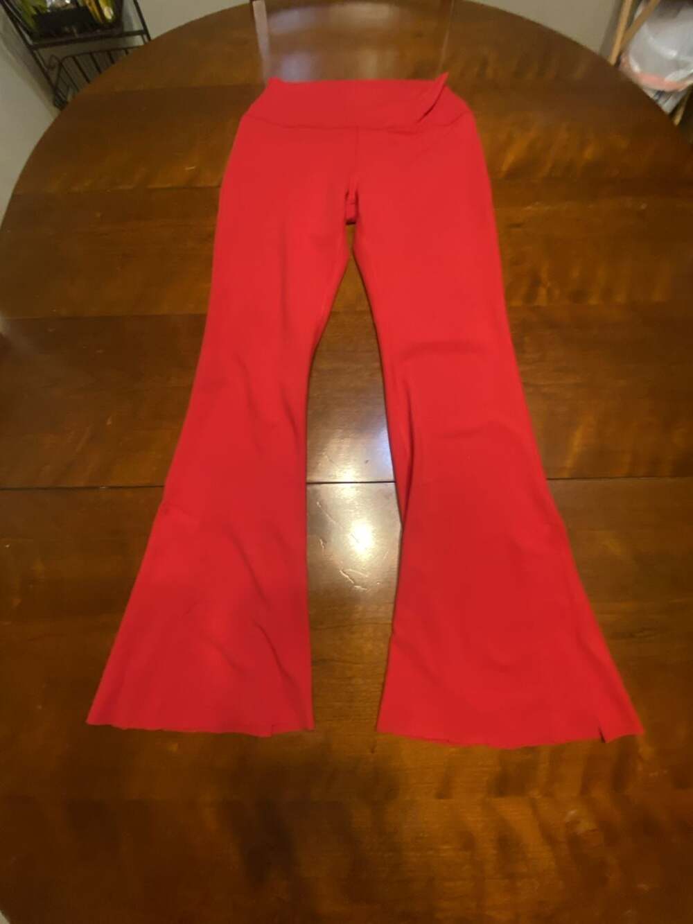 90 Degree by Reflex High-Waisted Flare Leggings in Red